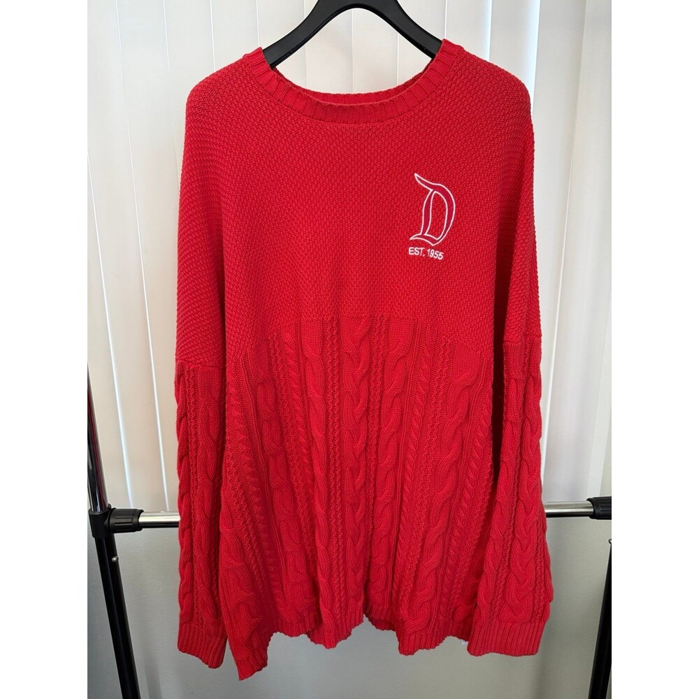 Disneyland Cable Knit Red Spirit Jersey Sweater Adult Size XXL